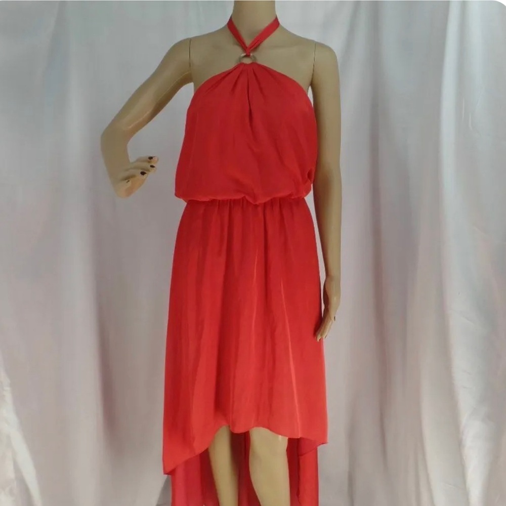 WHITE HOUSE BLACK MARKET Halter dress with high low hem. Color: Paradise red.